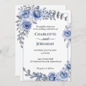 Dusty Blue Watercolor Eucalyptus Wreath Wedding Einladung (Vorne/Hinten)