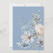 Dusty Blue Watercolor Floral Baby Dusche Einladung (Rückseite)