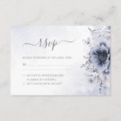 Dusty Blue Watercolor Floral Botanical Wedding RSVP Karte (Vorderseite)