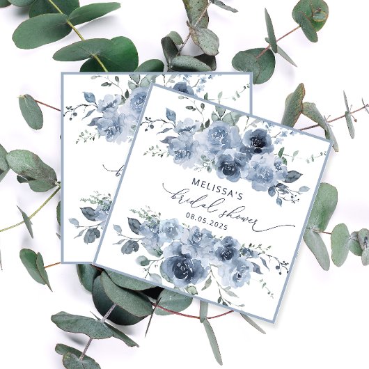 Dusty Blue Watercolor Floral Brautparty Napkins Serviette