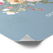 Dusty Blue Watercolor Floral Brautparty Willkommen Poster (Ecke)