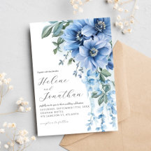 Dusty Blue Watercolor Floral Elegante Hochzeit