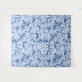 Dusty Blue Watercolor Floral Foto Dropback Wandteppich (Vorderseite (Horizontal))
