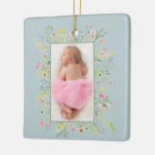 Dusty Blue Watercolor Floral Frame Foto Keramikornament (Links)