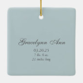 Dusty Blue Watercolor Floral Frame Foto Keramikornament (Rückseite)