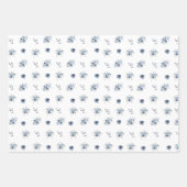 Dusty Blue Watercolor Floral Geschenkpapier Set (Vorderseite)