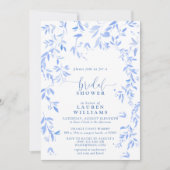 Dusty Blue Watercolor Floral Script Brautparty Einladung (Vorderseite)