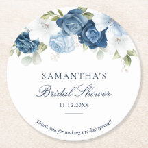 Dusty Blue Watercolor Floral Script Brautparty