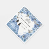 Dusty Blue Watercolor Floral Twin Quinceañera Serviette (Ecke)