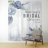 Dusty Blue Watercolor Floral Typografy Wandteppich (Beispiel)