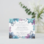 Dusty Blue Watercolor Floral Wedding Begleitkarte (Stehend Vorderseite)