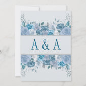 Dusty Blue Watercolor Floral Wedding Einladung (Rückseite)