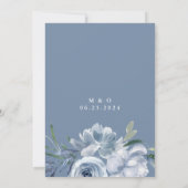Dusty Blue Watercolor Floral Wedding Einladung (Rückseite)