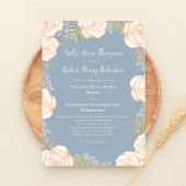 Dusty Blue Watercolor Floral Wedding Einladung
