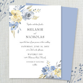 Dusty Blue Watercolor Floral Wedding Einladung