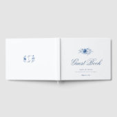 Dusty Blue Watercolor Floral Wedding Gästebuch (Voll)