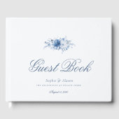 Dusty Blue Watercolor Floral Wedding Gästebuch (Vorderseite)