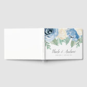 Dusty Blue Watercolor Floral Wedding Gästebuch (Voll)