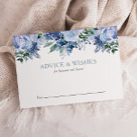Dusty Blue Watercolor Floral Wedding Hinweiskarte<br><div class="desc">Ermutigen Sie Hochzeitsgäste,  mit diesen Blumenausweisen Weisheitsworte und beste Wünsche für Braut und Bräutigam verlassen. Sie sind mit einer üppigen oberen Grenze von blauen Aquarellfarben-Blume versehen. Der Text kann mit Ihrer bevorzugten Position und den Namen der Braut und des Bräutigams angepasst werden. Die Rückseite ist staubblau.</div>