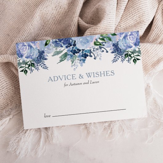 Dusty Blue Watercolor Floral Wedding Hinweiskarte