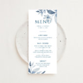 Dusty Blue Watercolor Floral Wedding Menükarte