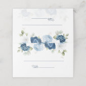 Dusty Blue Watercolor Floral Wedding Platzkarte (Außenseite Aufgefaltet)