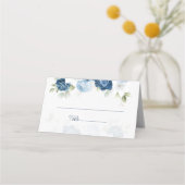 Dusty Blue Watercolor Floral Wedding Platzkarte (Rückseite)