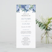 Dusty Blue Watercolor Floral Wedding Programm (Stehend Vorderseite)
