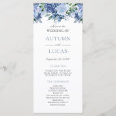 Dusty Blue Watercolor Floral Wedding Programm (Vorderseite)