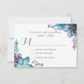 Dusty Blue Watercolor Floral Wedding RSVP (Vorderseite)