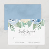 Dusty Blue Watercolor Floral Wedding RSVP Card (Vorne/Hinten)