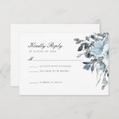 Dusty Blue Watercolor Floral Wedding RSVP Card (Vorne/Hinten)
