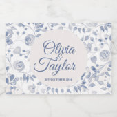 Dusty Blue Watercolor Floral Wedding Schaumweinetikett (Einzelnes Label)