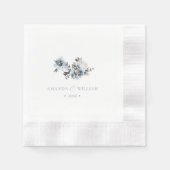 Dusty Blue Watercolor Floral Wedding Serviette (Vorderseite)