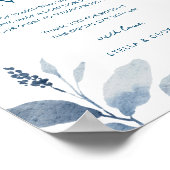 Dusty Blue Watercolor Floral Wedding Spenden Zeich Poster (Ecke)