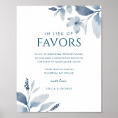 Dusty Blue Watercolor Floral Wedding Spenden Zeich Poster (Vorne)
