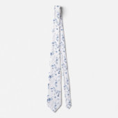 Dusty Blue Watercolor Floral Wedding Tie Krawatte (Vorderseite)