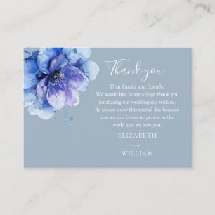 Dusty Blue Watercolor Floral Wedding Vielen Dank Platzkarte