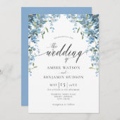 Dusty Blue Watercolor Floral Wisteria Wedding Inv Einladung (Vorne/Hinten)