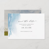 Dusty Blue Watercolor Foto Save the Date (Vorne/Hinten)