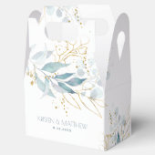 Dusty Blue Watercolor Gold Akzente Hochzeit Geschenkschachtel (Geöffnet)