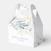 Dusty Blue Watercolor Gold Akzente Hochzeit Geschenkschachtel (Vorderseite)