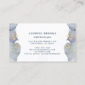 Dusty Blue Watercolor Gold Akzente Visitenkarte (Rückseite)