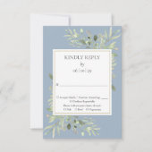 Dusty Blue Watercolor Greenerity Wedding RSVP (Vorderseite)