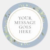 Dusty Blue Watercolor Greenerity Wedding Runder Aufkleber (Vorderseite)