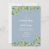 Dusty Blue Watercolor Greenery Eucalyptus Wedding Einladung (Vorderseite)