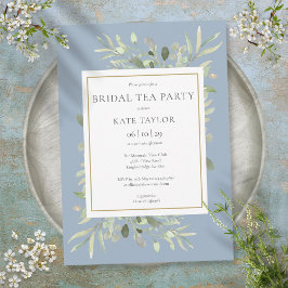 Dusty Blue Watercolor Grüne Bridal Tea Party Einladung