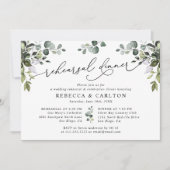 Dusty Blue Watercolor Grüne Probe Abendessen Einladung (Vorderseite)