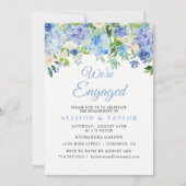 Dusty Blue Watercolor Hydrangea Engagement Party Einladung (Vorderseite)