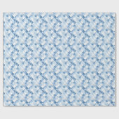 Dusty Blue Watercolor Karo Pattern Geschenkpapier (Flach)